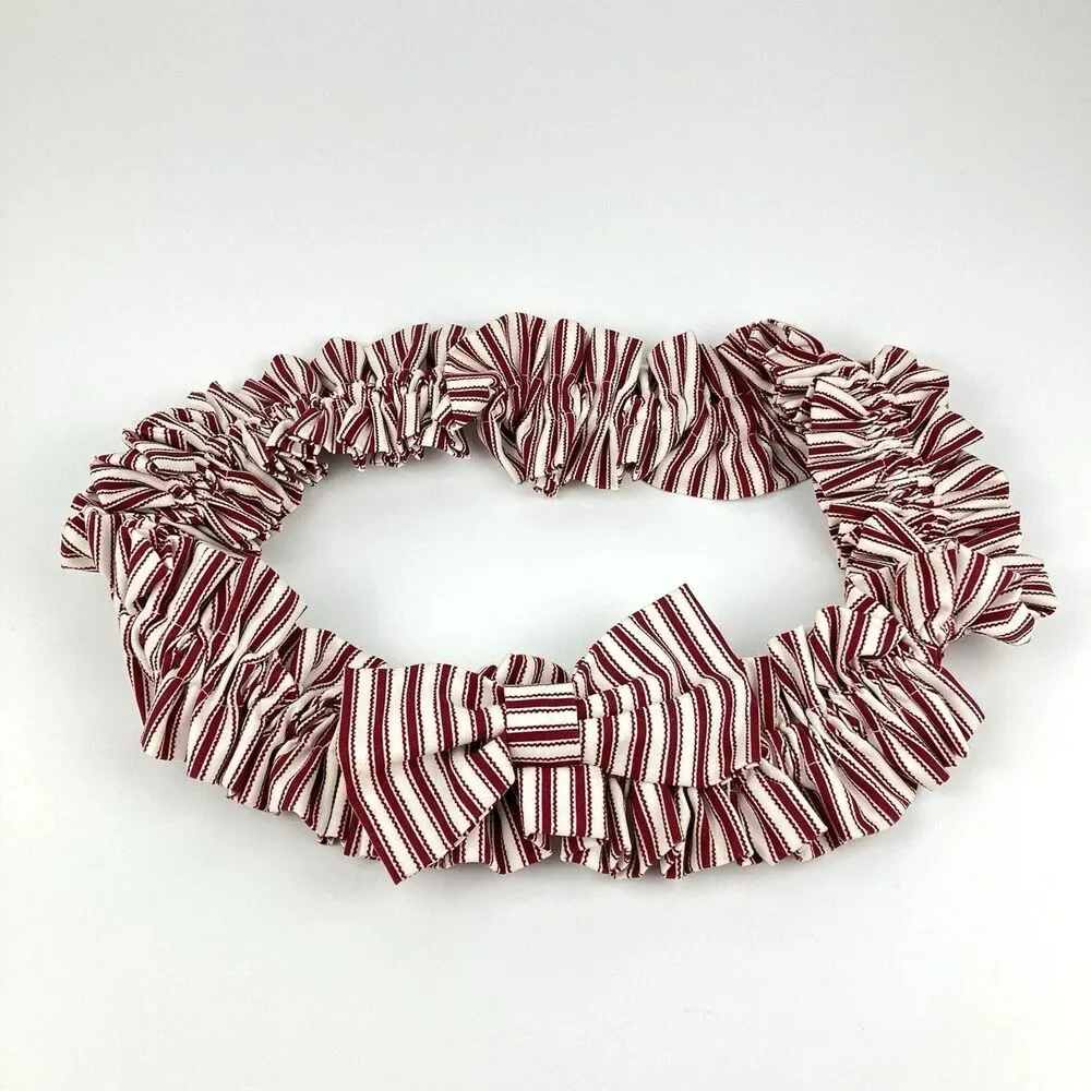 Longaberger Large Circular Red Ticking Basket Garter Liner | 10